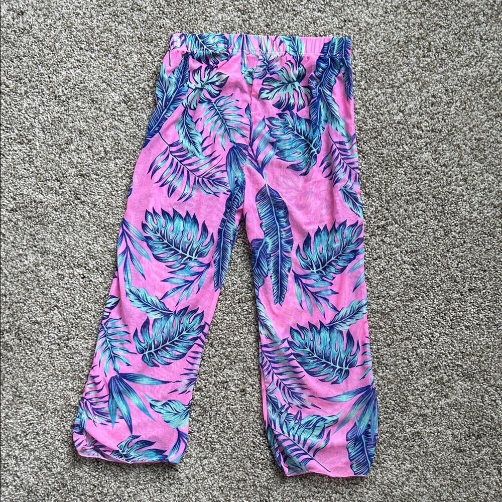Kids Tropical Pull on Sheer Gauze Beach Pants, Size 5Y